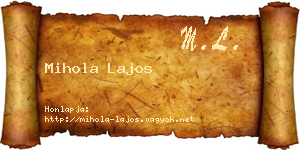 Mihola Lajos névjegykártya